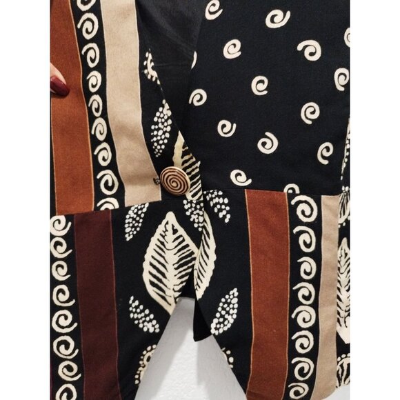 LAJATE Vintage Western Style Multi Media Pattern Buttoned Vest L - Picture 6 of 9